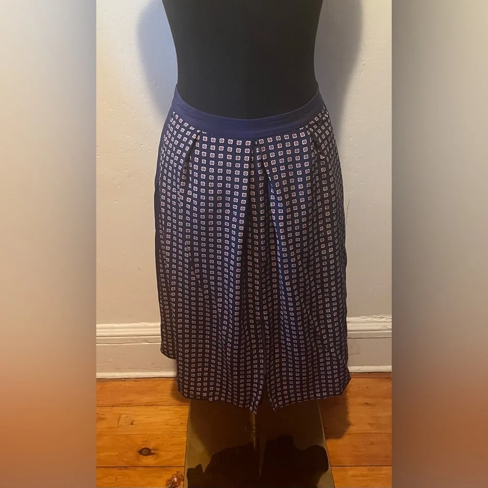 Madewell 100% Silk Ascot Geo Printed Lined Midi Skirt Size 2
